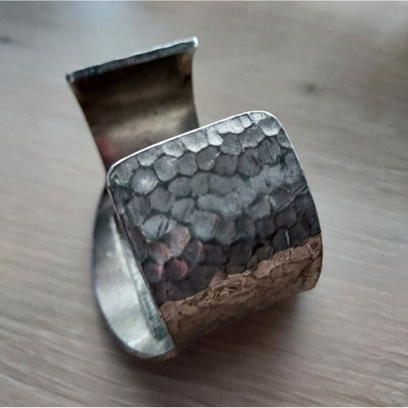 Low Luv by Erin Wasson All Seeing Eye Hammered Silver Plated Cuff Bracelet - Picture 5 of 13